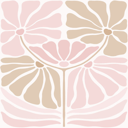 Retro Blush Blooms Wallpaper⁠