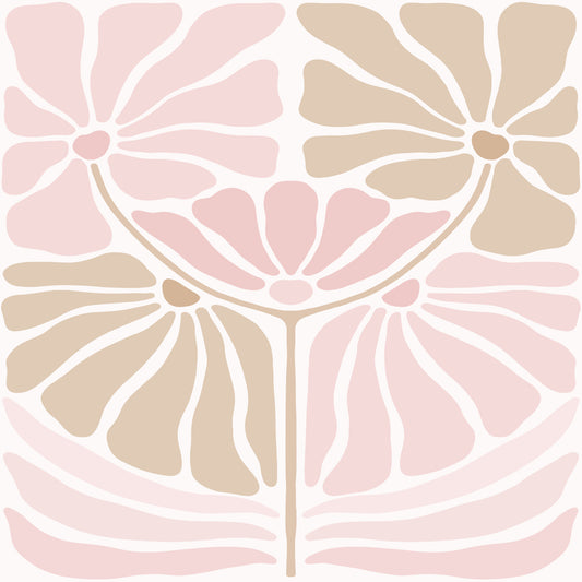 Retro Blush Blooms Wallpaper⁠