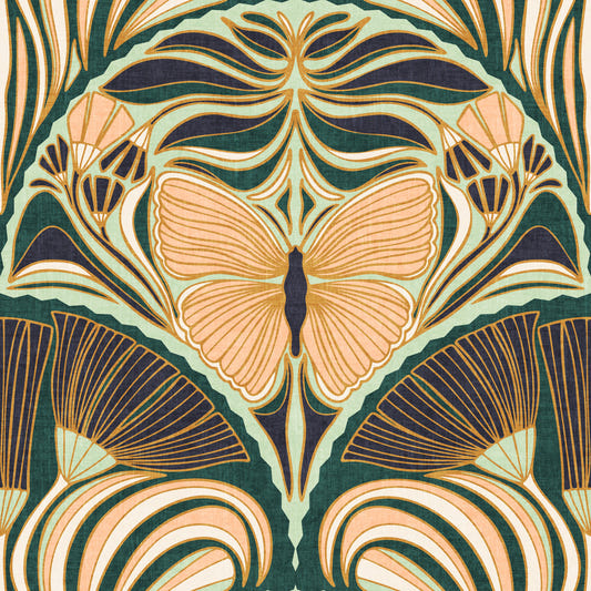 Gatsby Fan Glamour Art Deco with Ornate Butterfly Wallpaper⁠