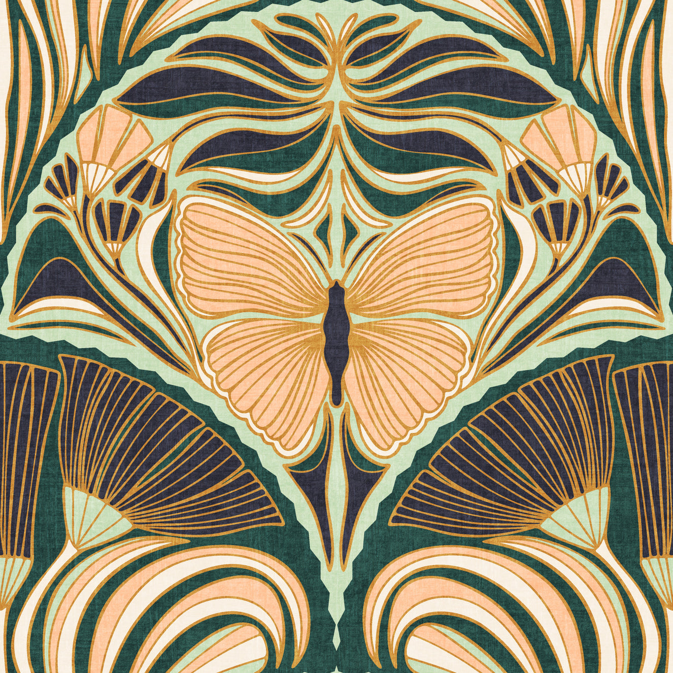 Gatsby Fan Glamour Art Deco with Ornate Butterfly Wallpaper⁠