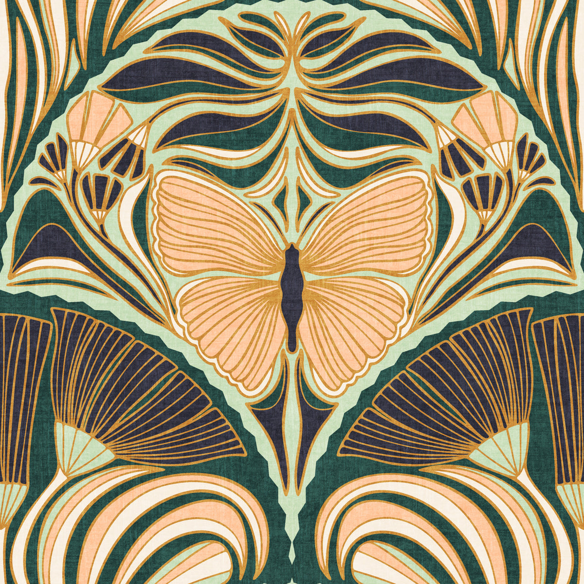 Gatsby Fan Glamour Art Deco with Ornate Butterfly Wallpaper⁠