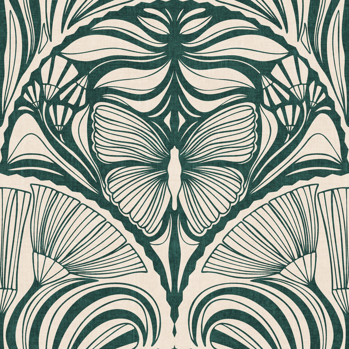 Gatsby Fan Glamour Deco Statement In Emerald Green Wallpaper⁠