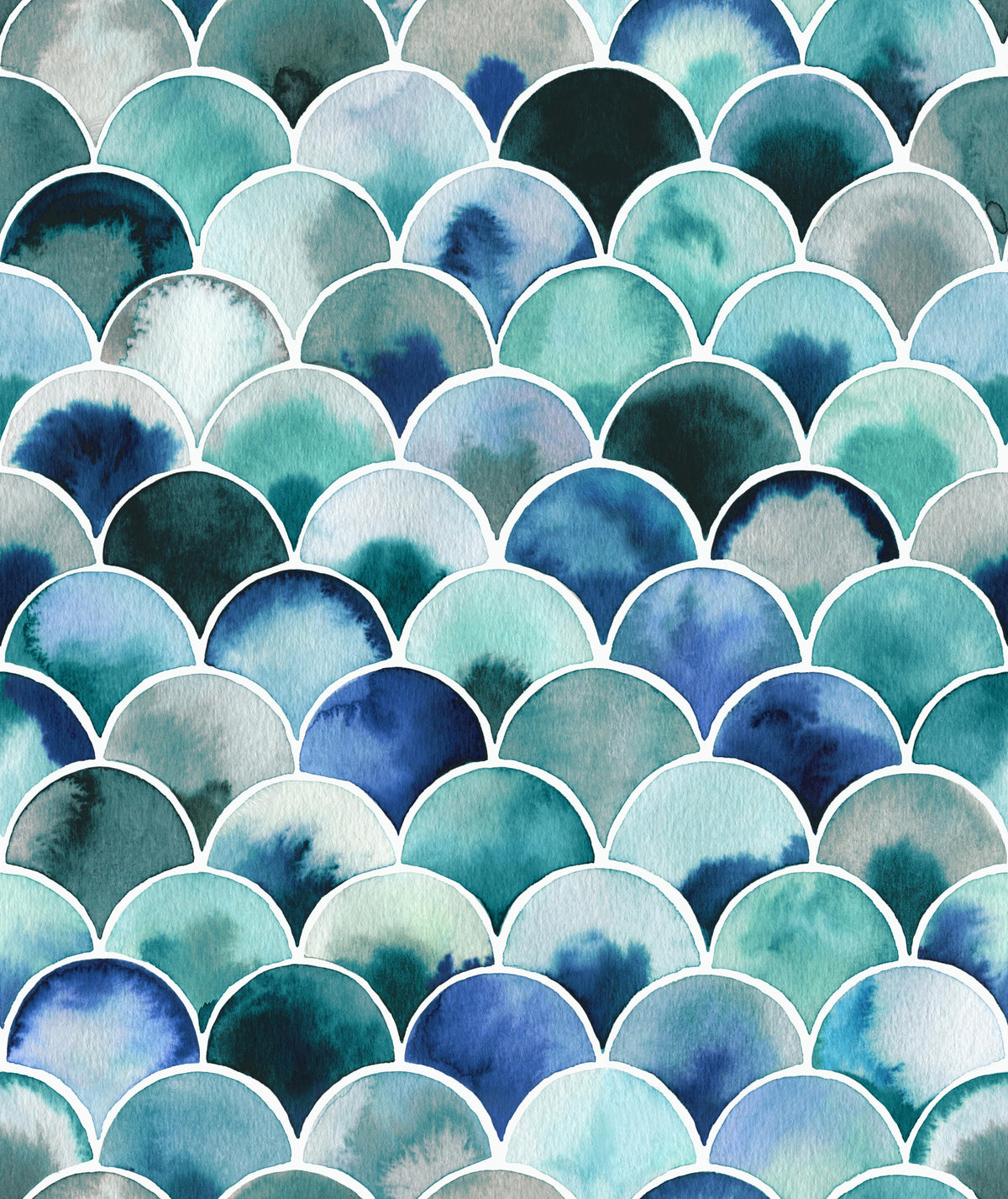 Art Deco Japandi Blue Vintage Wallpaper⁠