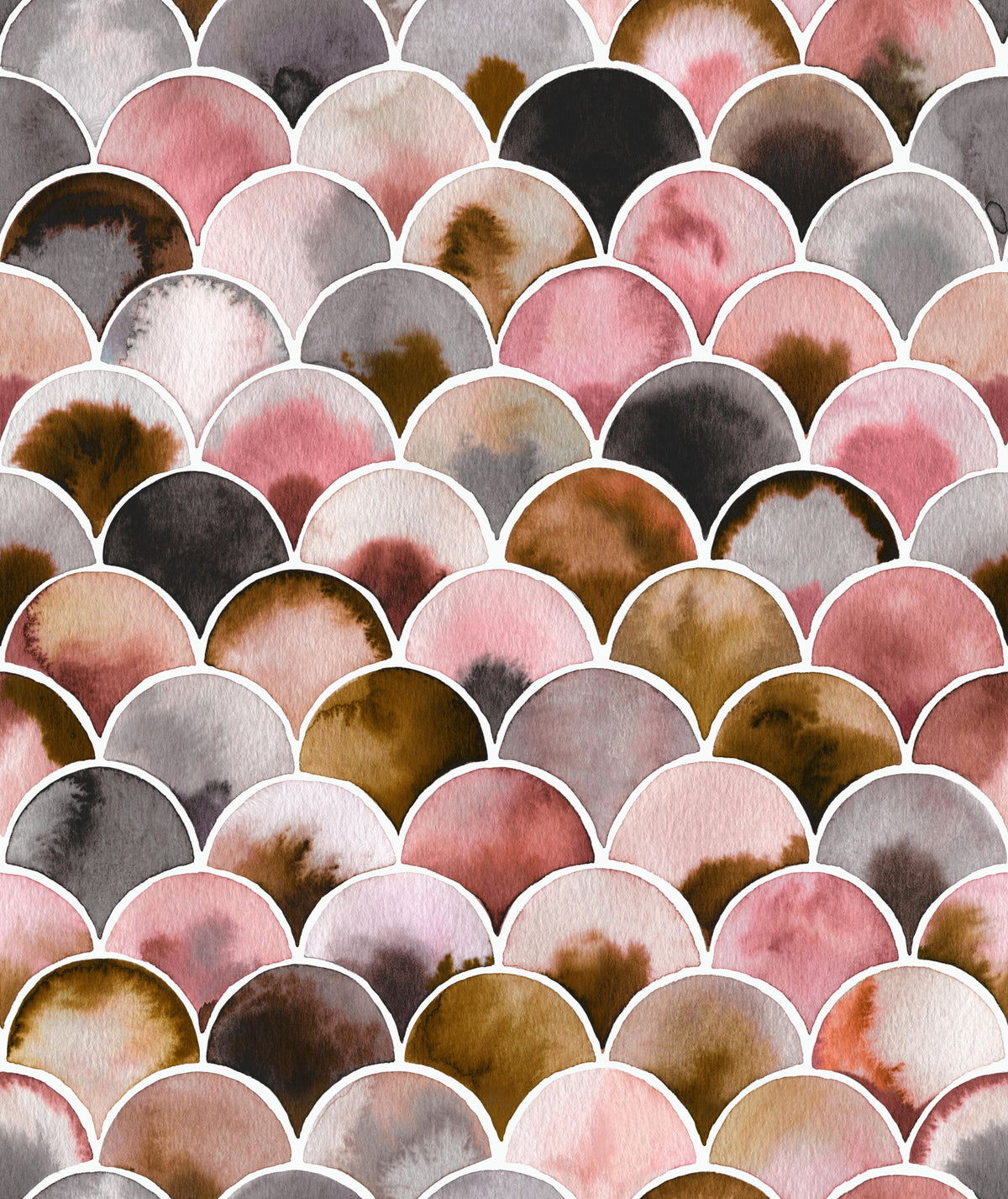 Art Deco Japandi Pink Gold Vintage Wallpaper⁠ in your room — zoomed