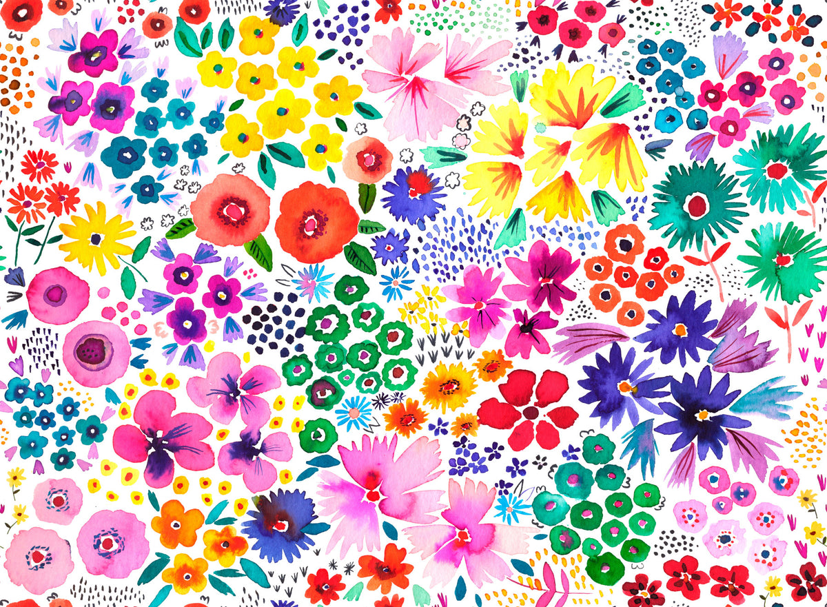 Artful Little Flowers Vintage Wallpaper⁠ in your room — zoomed
