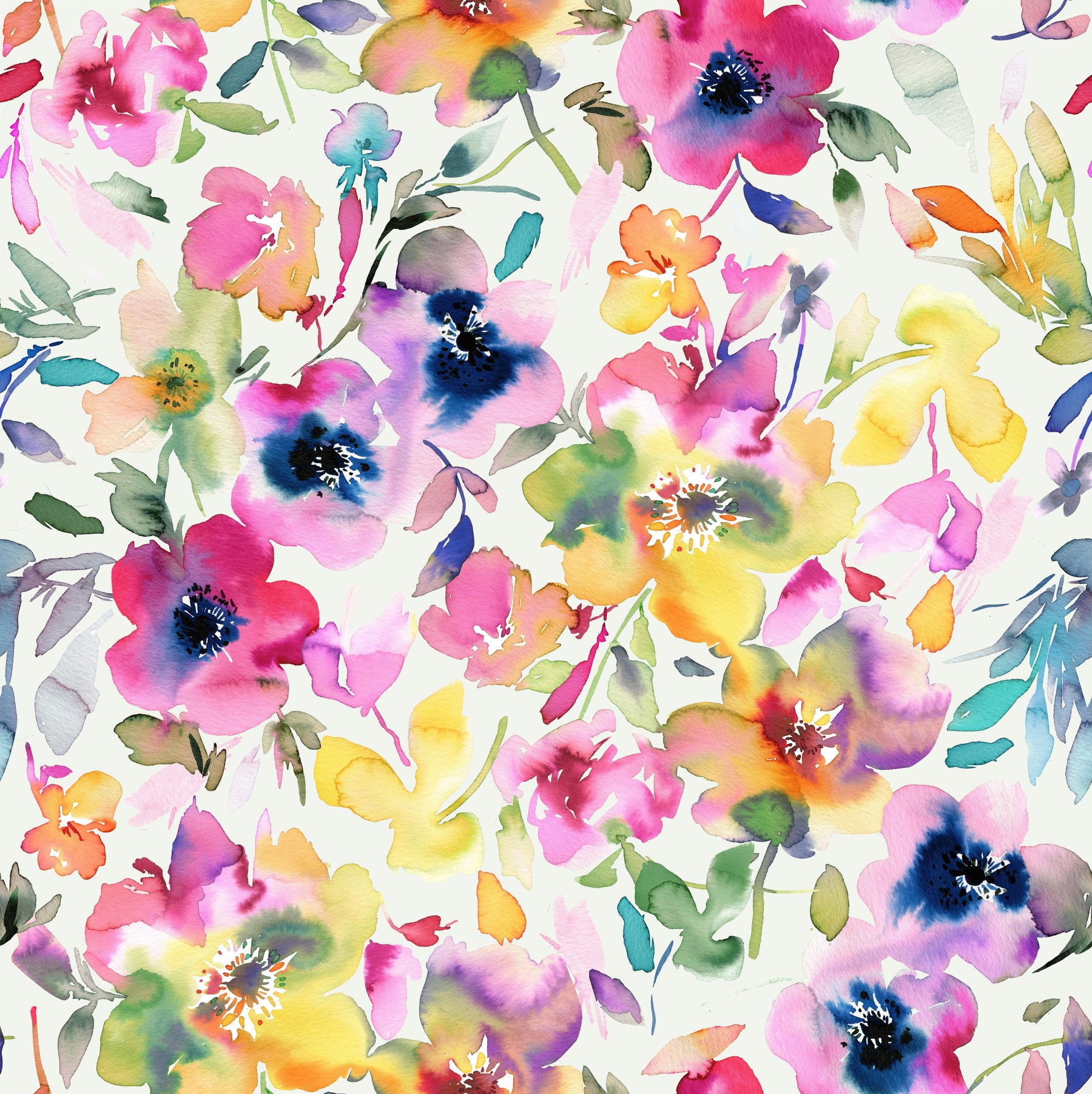 Artistic Fresh Summer Floral  Wallpaper⁠