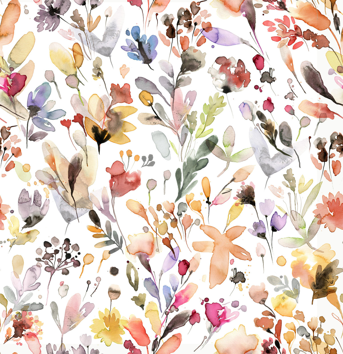 Artsy Ink Wild Flowers Nature Wallpaper⁠ in your room — zoomed