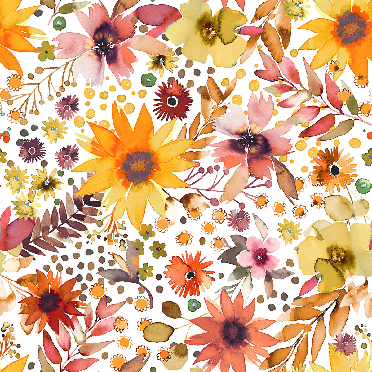 Big Sunflowers Floral Gold Wallpaper⁠