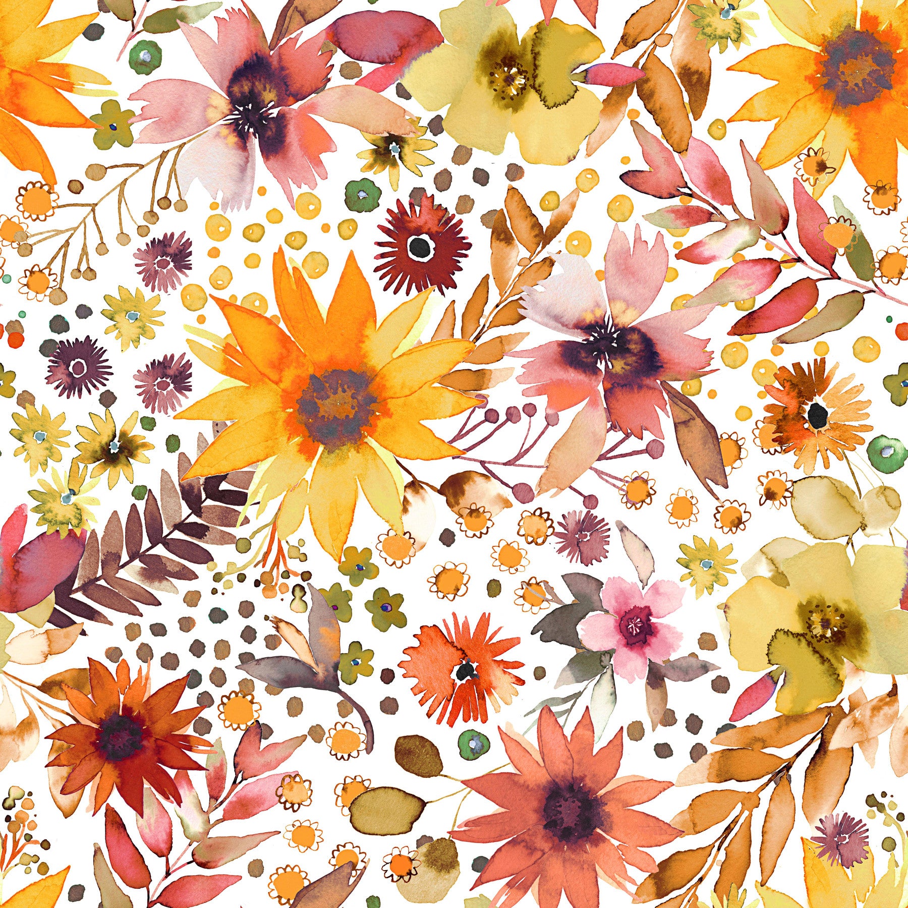 Big Sunflowers Floral Gold Wallpaper⁠