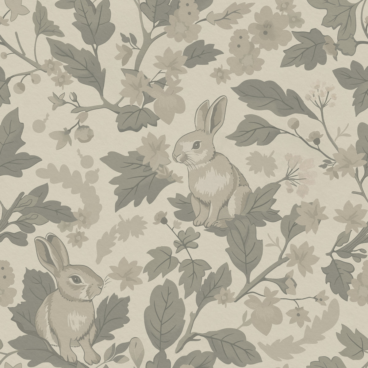 Woodland Garden – Natural Beige Wallpaper⁠