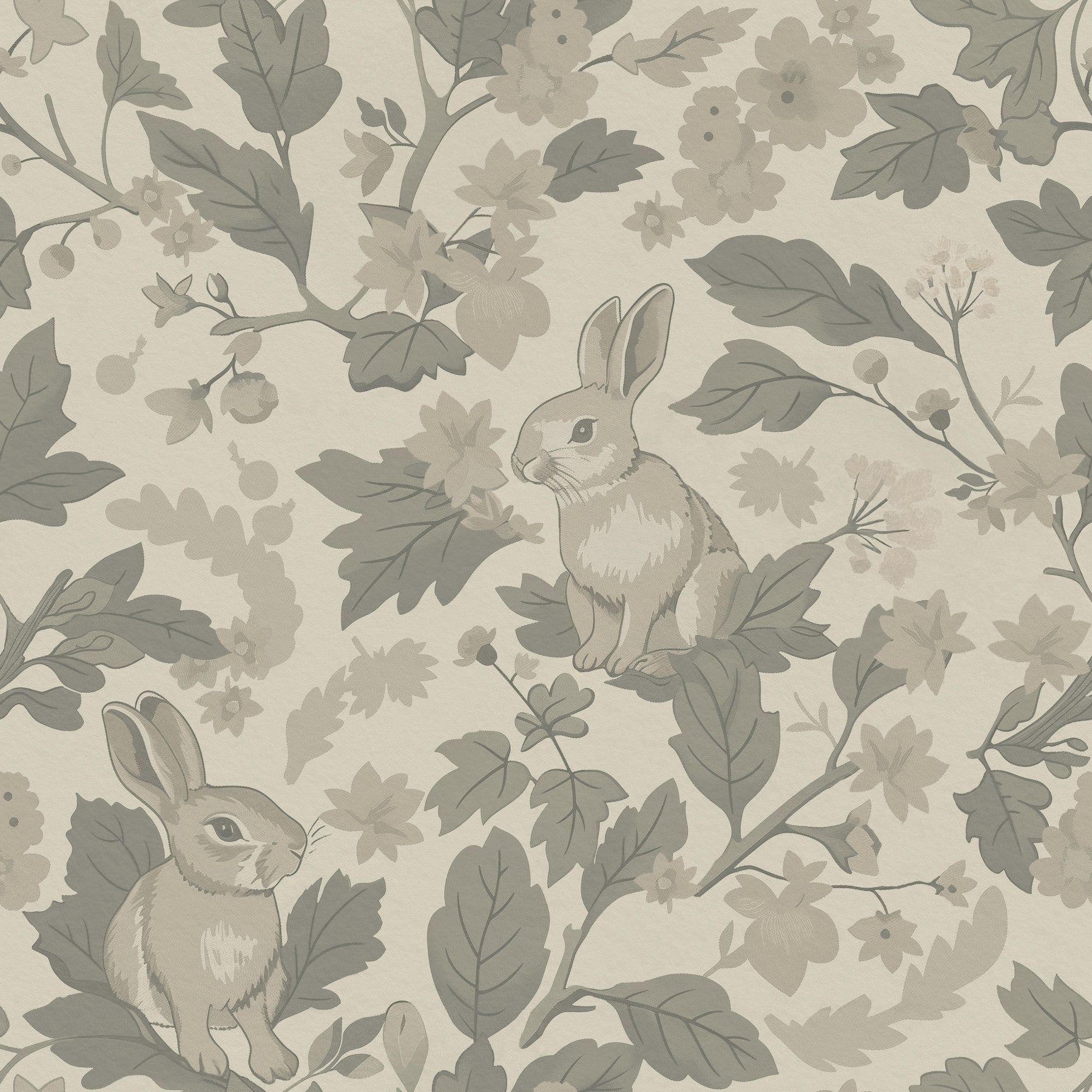 Woodland Garden – Natural Beige Wallpaper⁠ in your room — zoomed