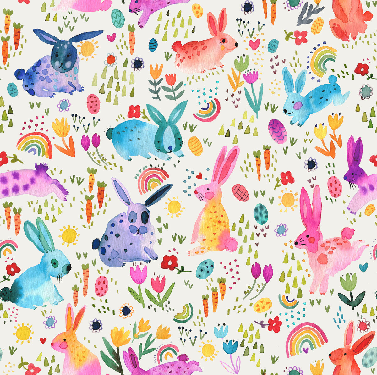 Children Meadow Rabbits  Easter  Wallpaper⁠ in your room — zoomed