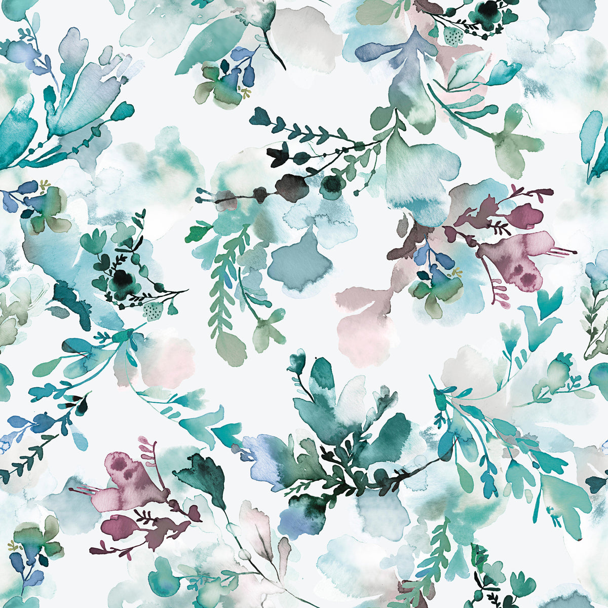 Chinoiserie Watercolor Flowers  Wallpaper⁠