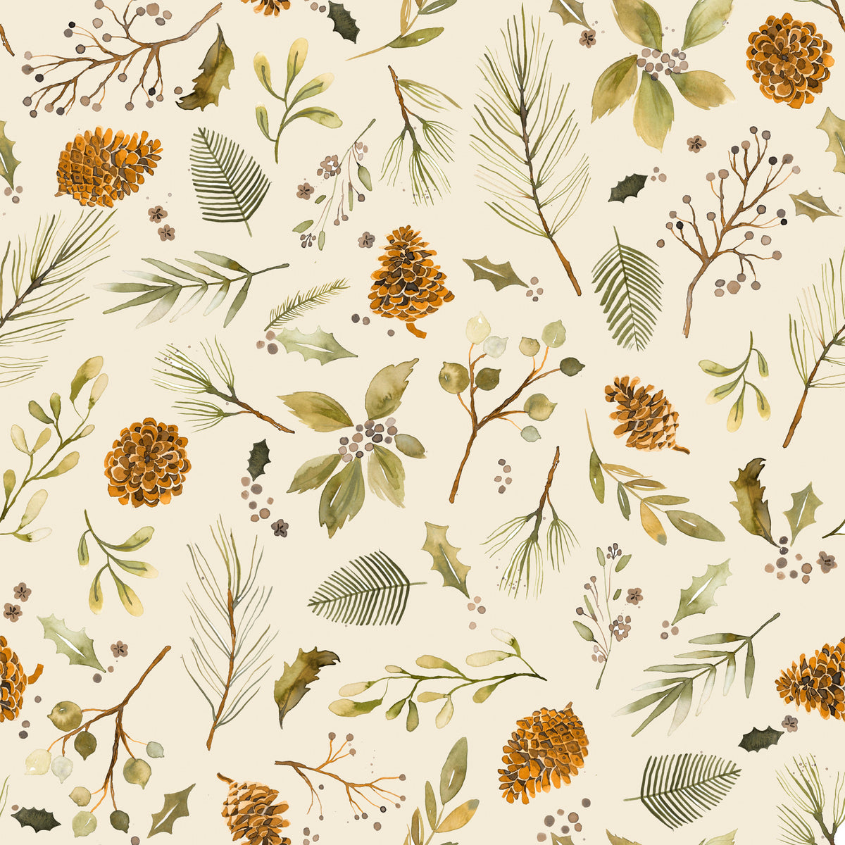 Christmas Winter Botanical Rustic Plants Wallpaper⁠