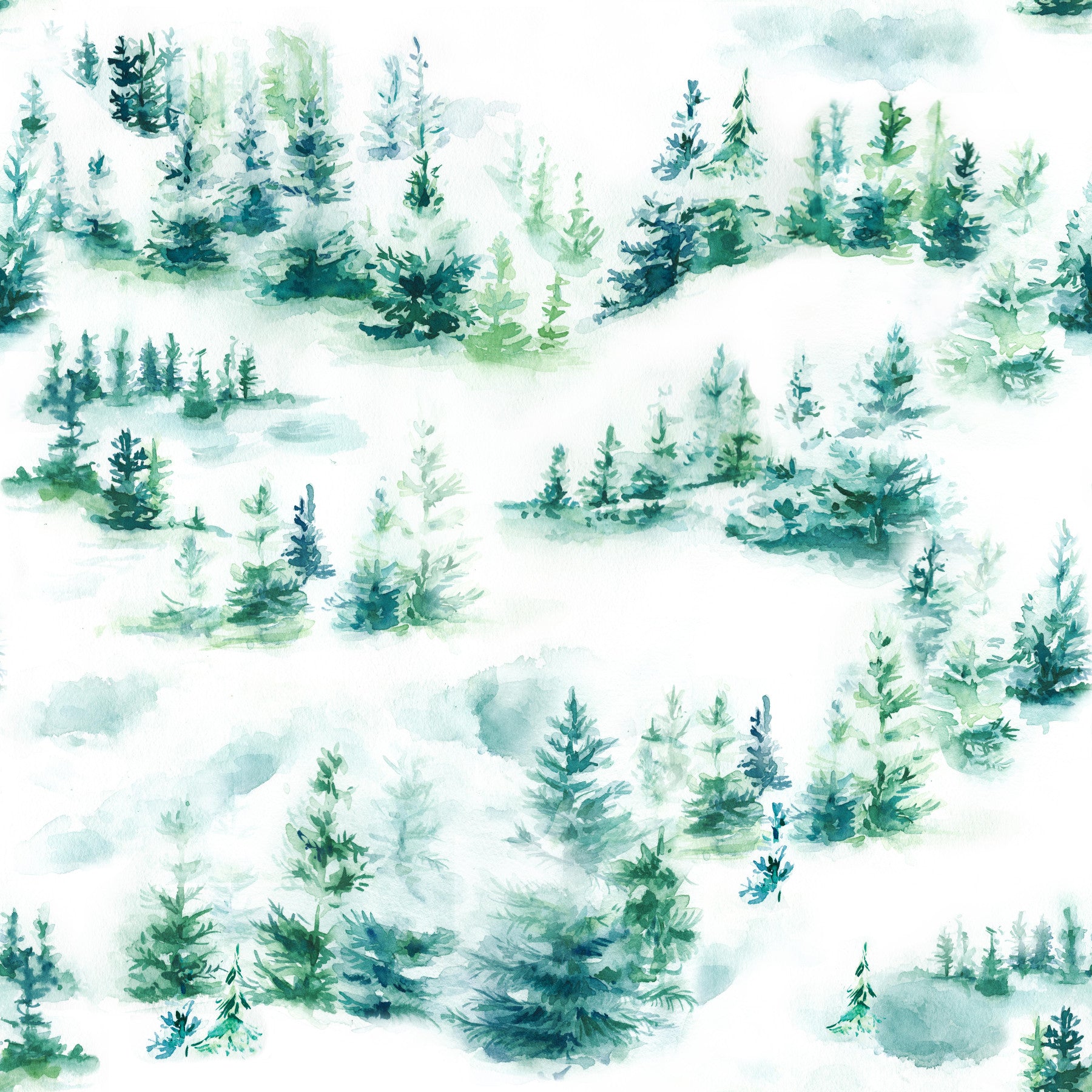 Classic Snow Trees Vintage Green Wallpaper⁠