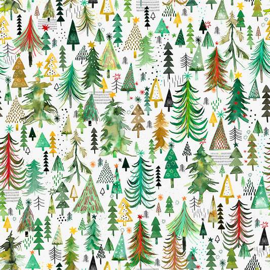 Colorful Christmas Trees Green Wallpaper⁠