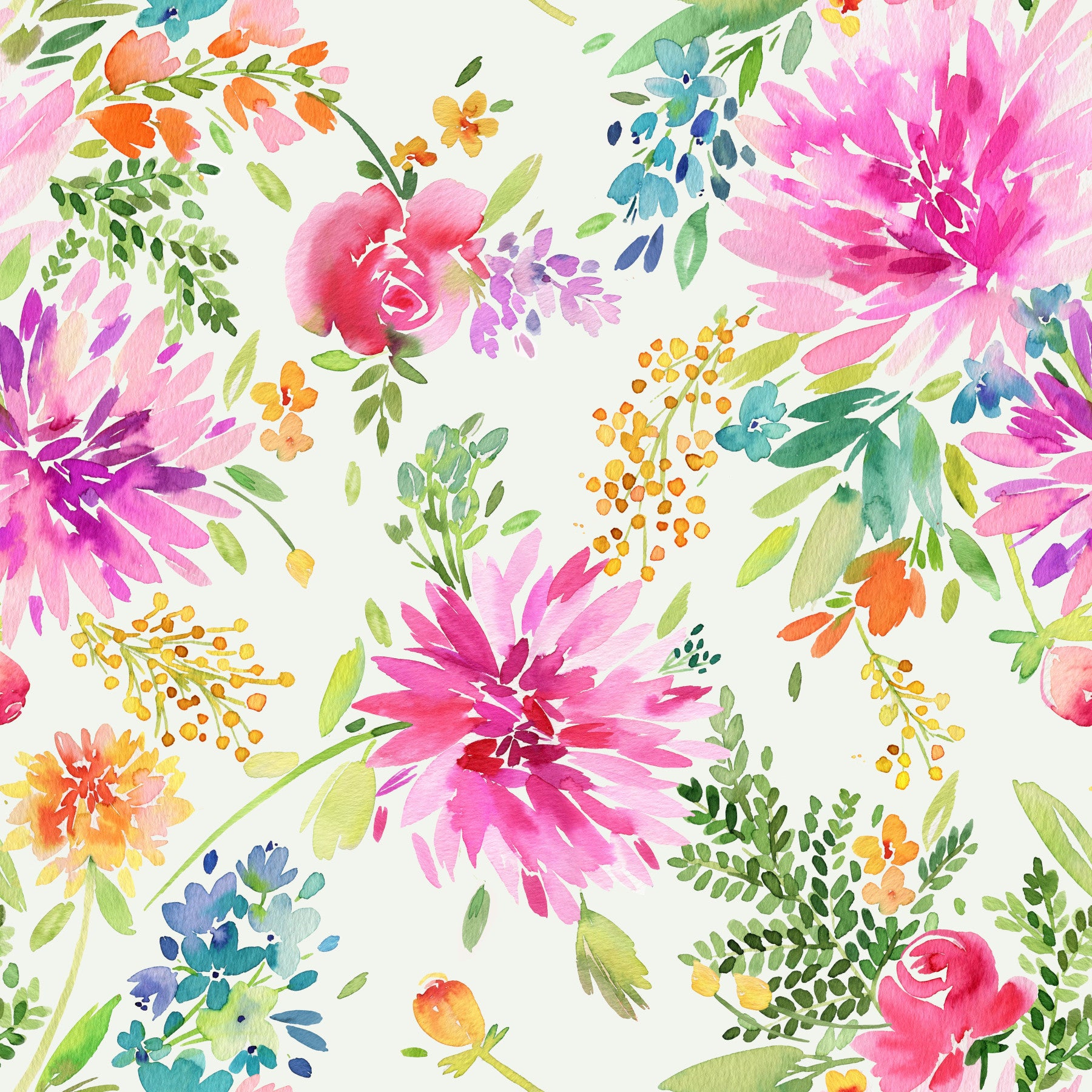 Summer Floral Dahlia Multicolor Wallpaper⁠ in your room — zoomed