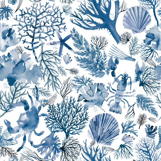 Corals Reef Sea Marine Coastal Indigo Blue Wallpaper⁠