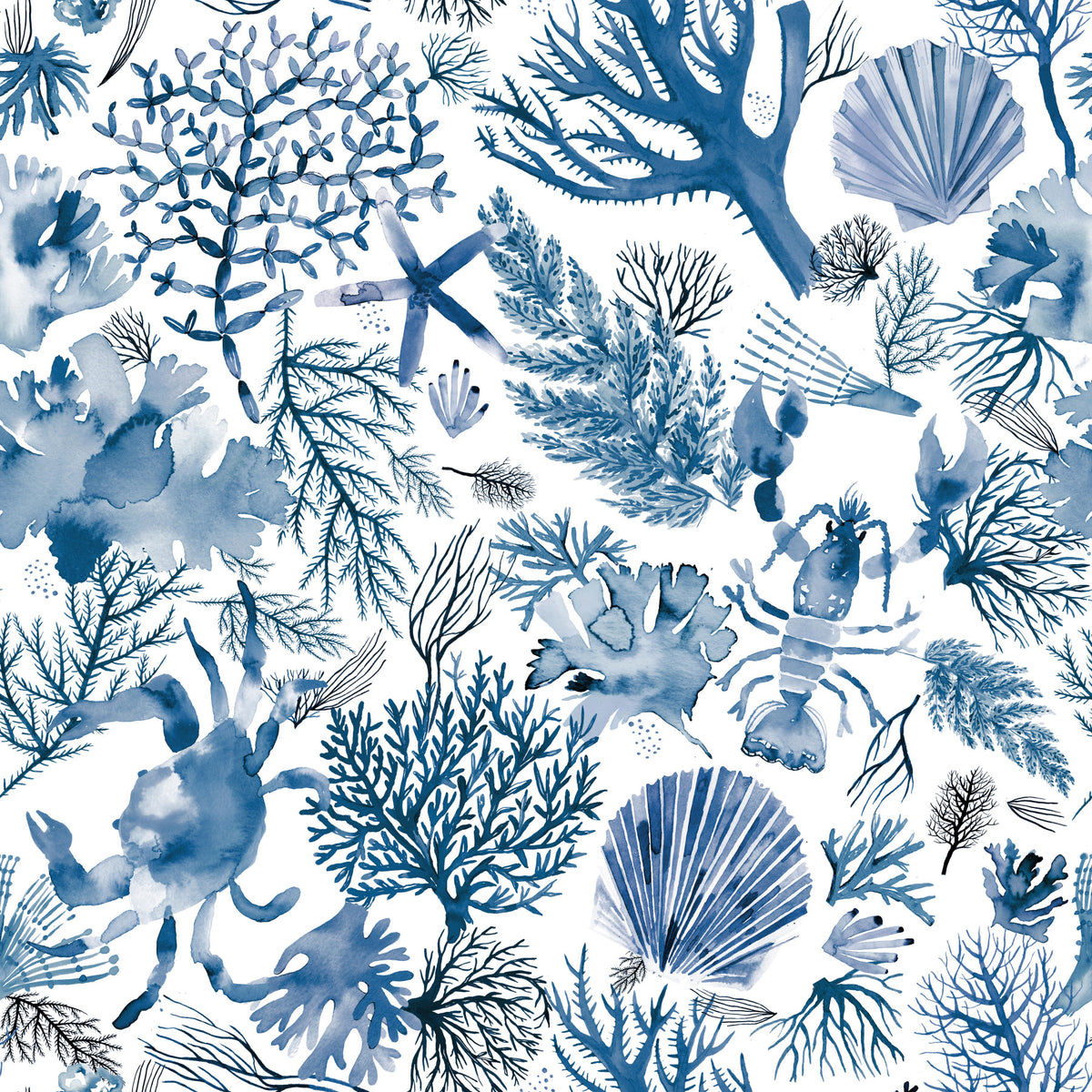 Corals Reef Sea Marine Coastal Indigo Blue Wallpaper⁠