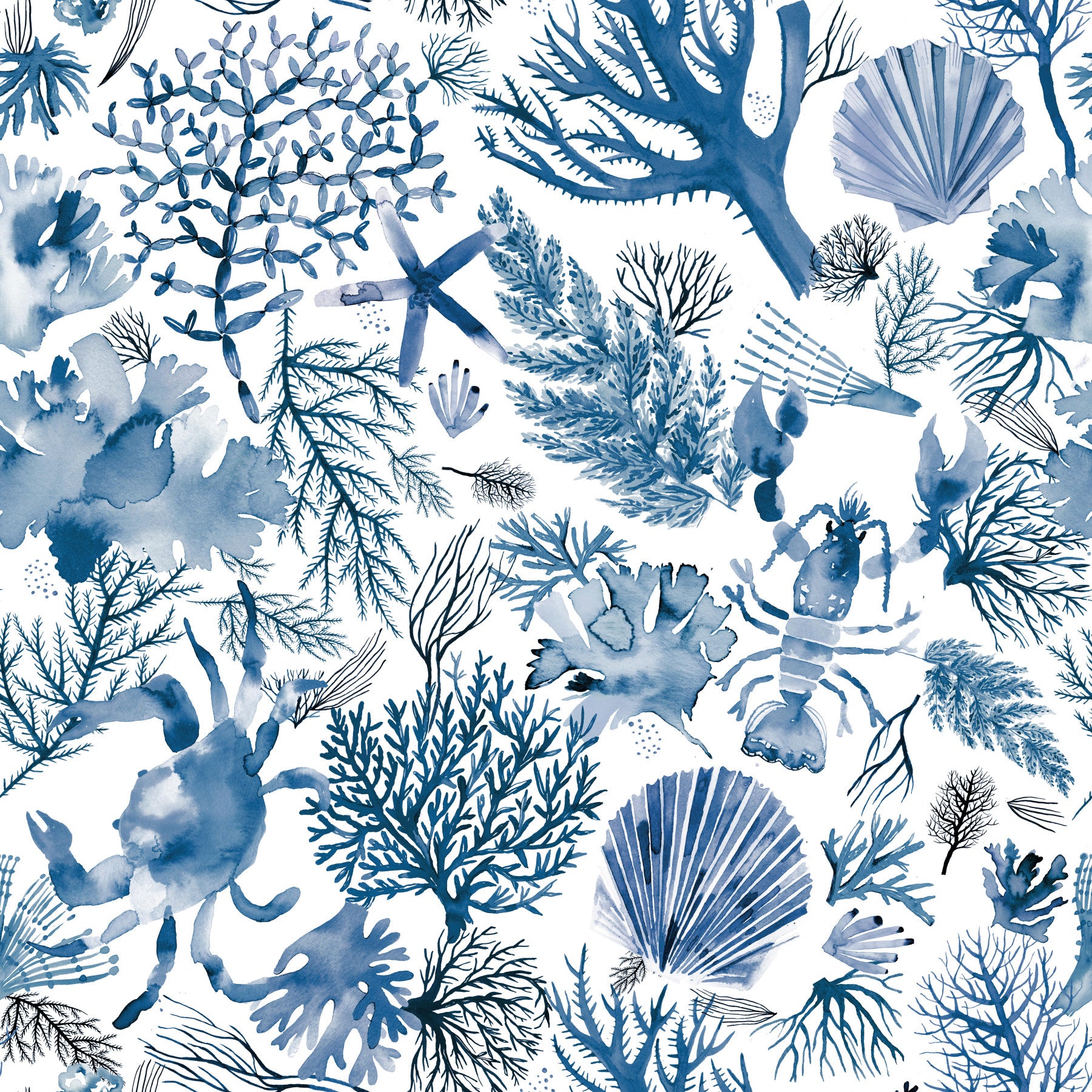 Corals Reef Sea Marine Coastal Indigo Blue Wallpaper⁠