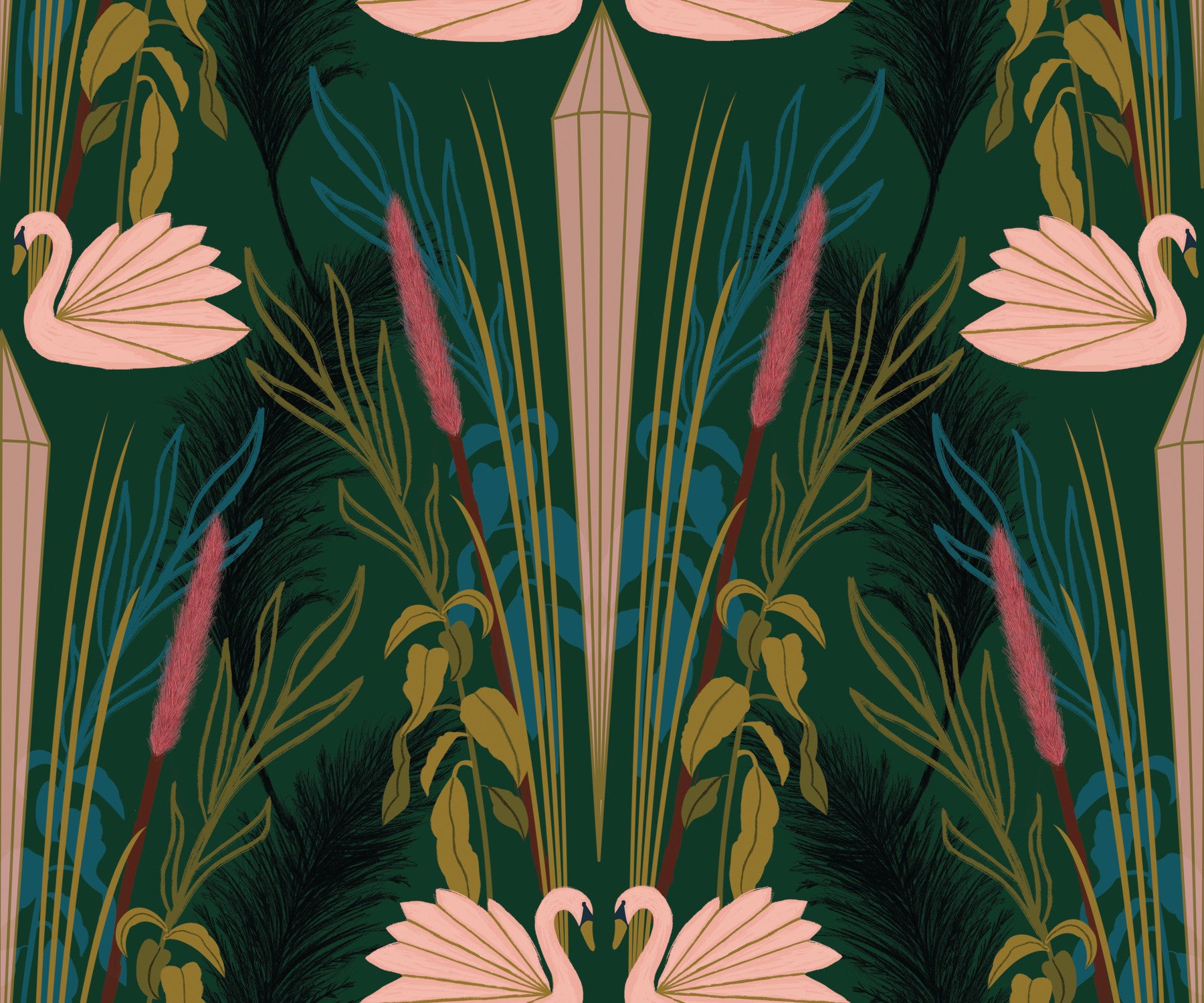Deco Swans Wallpaper⁠