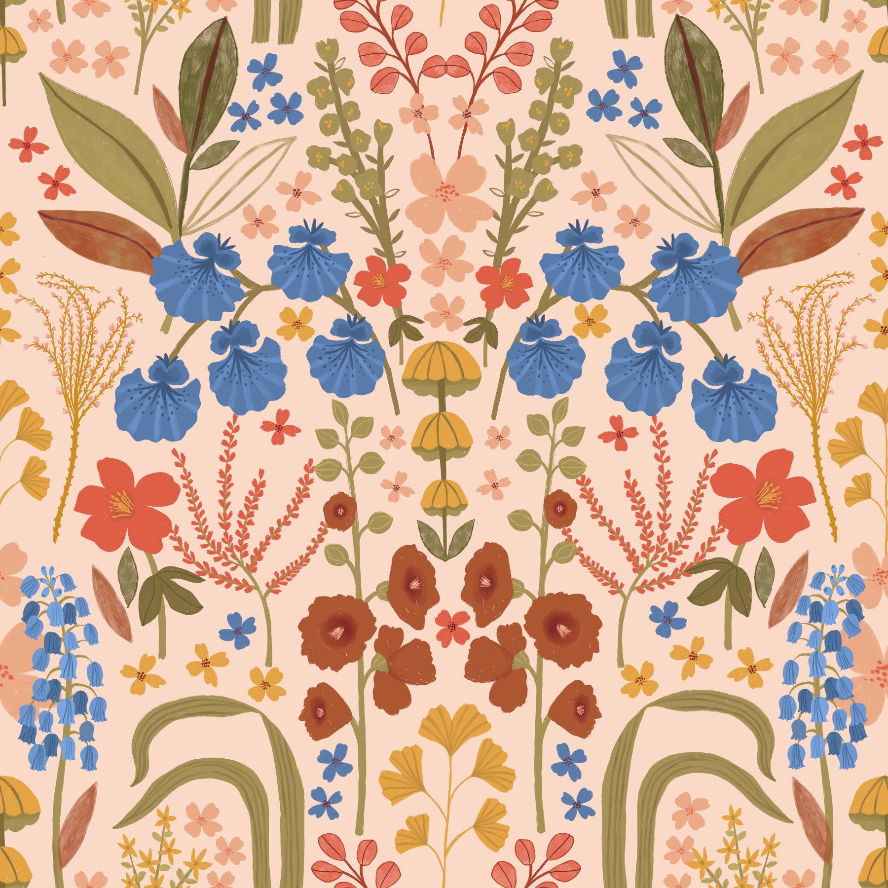 Vintage Bluebells - Cream Wallpaper⁠