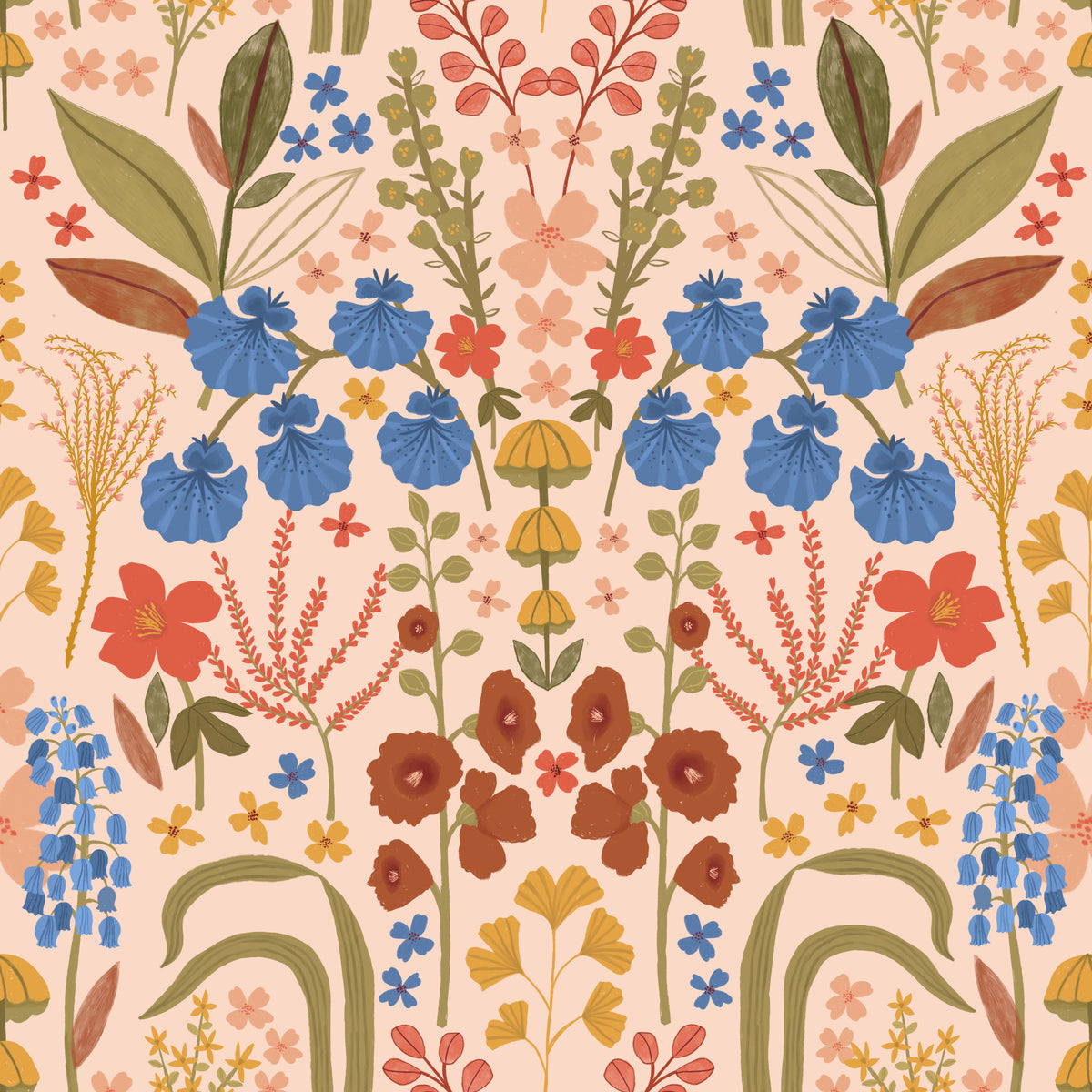 Vintage Bluebells - Cream Wallpaper⁠ in your room — zoomed