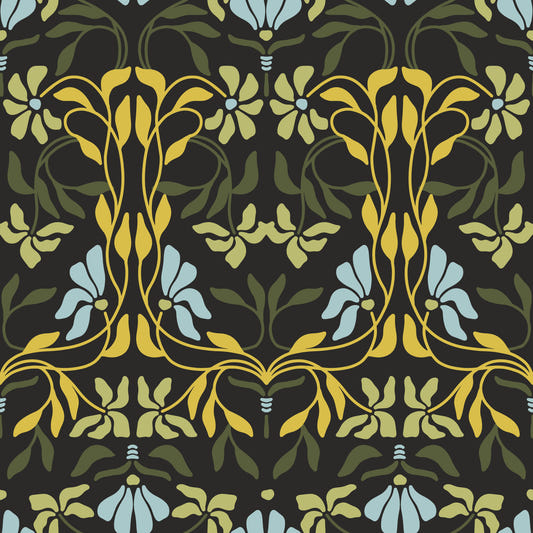 Art Nouveau Bloom Fusion Wallpaper⁠