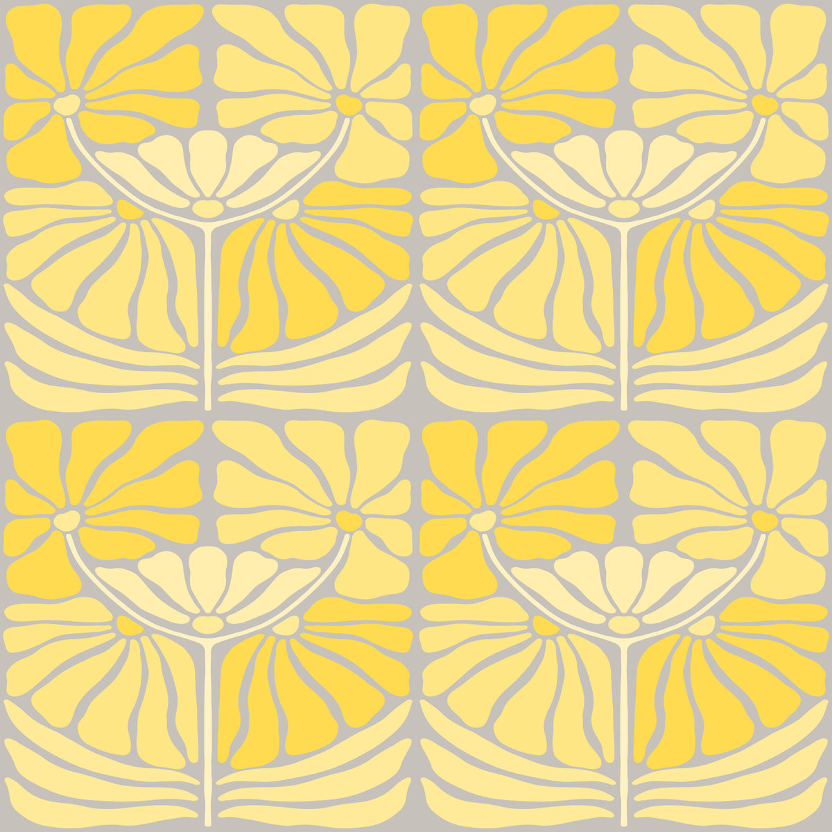 Vintage Yellow Florals Wallpaper⁠ in your room — zoomed