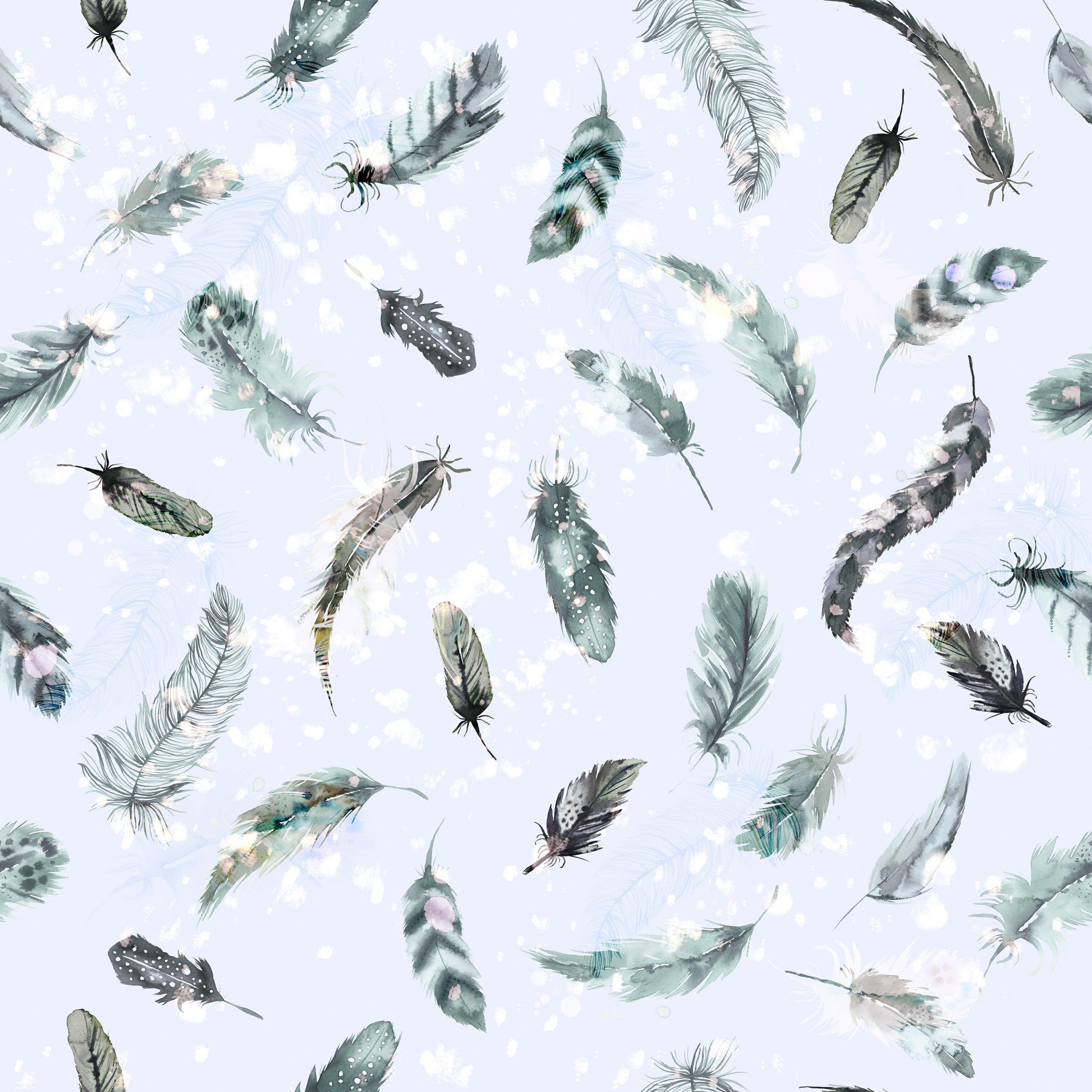 Delicate Feathers Soft Blue Wallpaper⁠