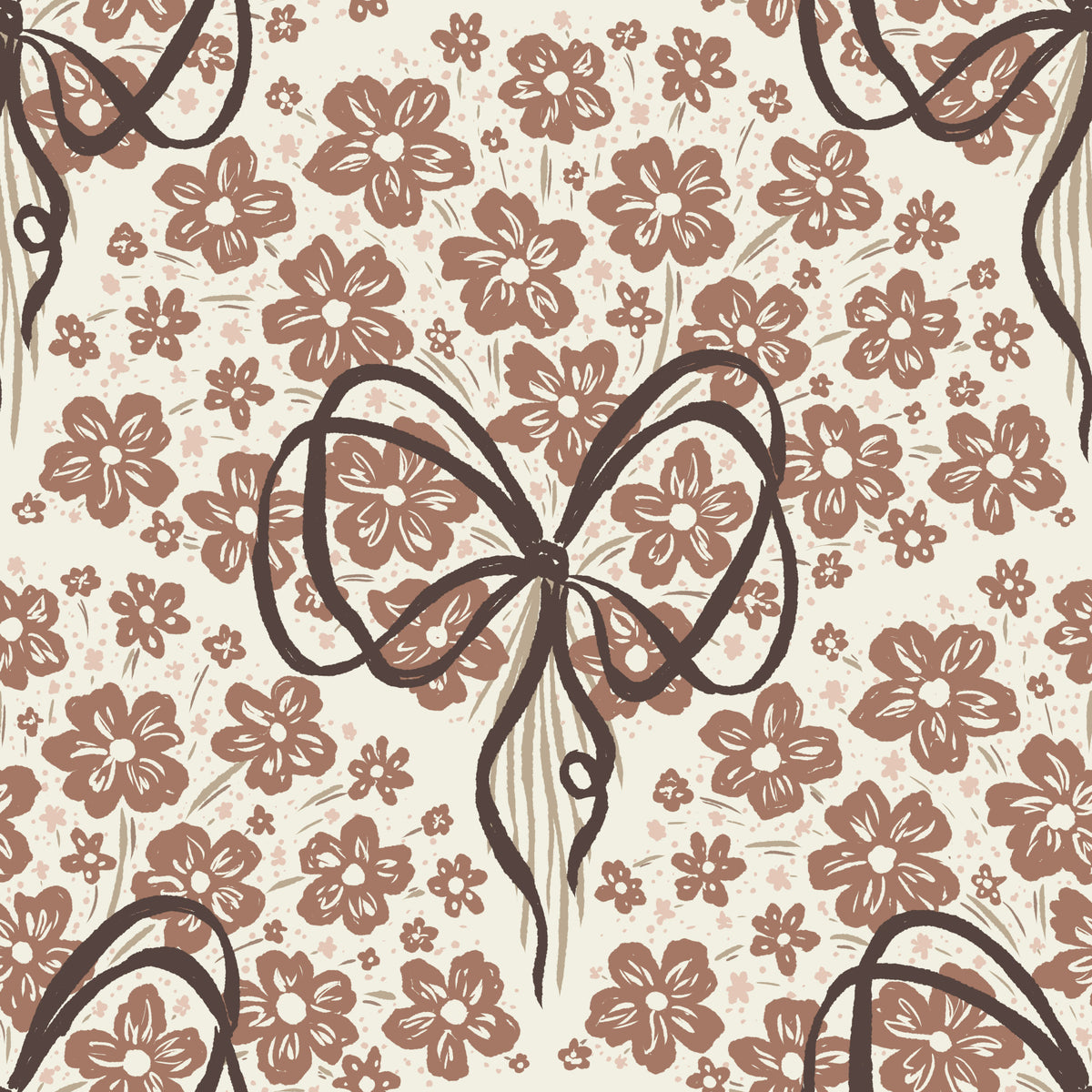 Floral Bouquet with Bow Wallpaper⁠