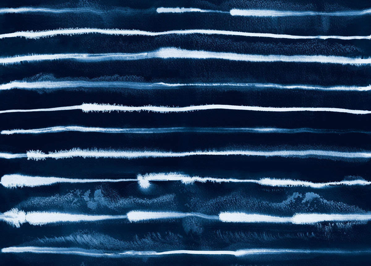 Electric Ink Stripes Scandinavian Navy Wallpaper⁠ in your room — zoomed