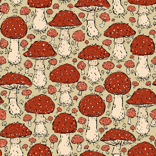 Mushroomcore - Red and Beige - Amanita Muscaria Wallpaper⁠