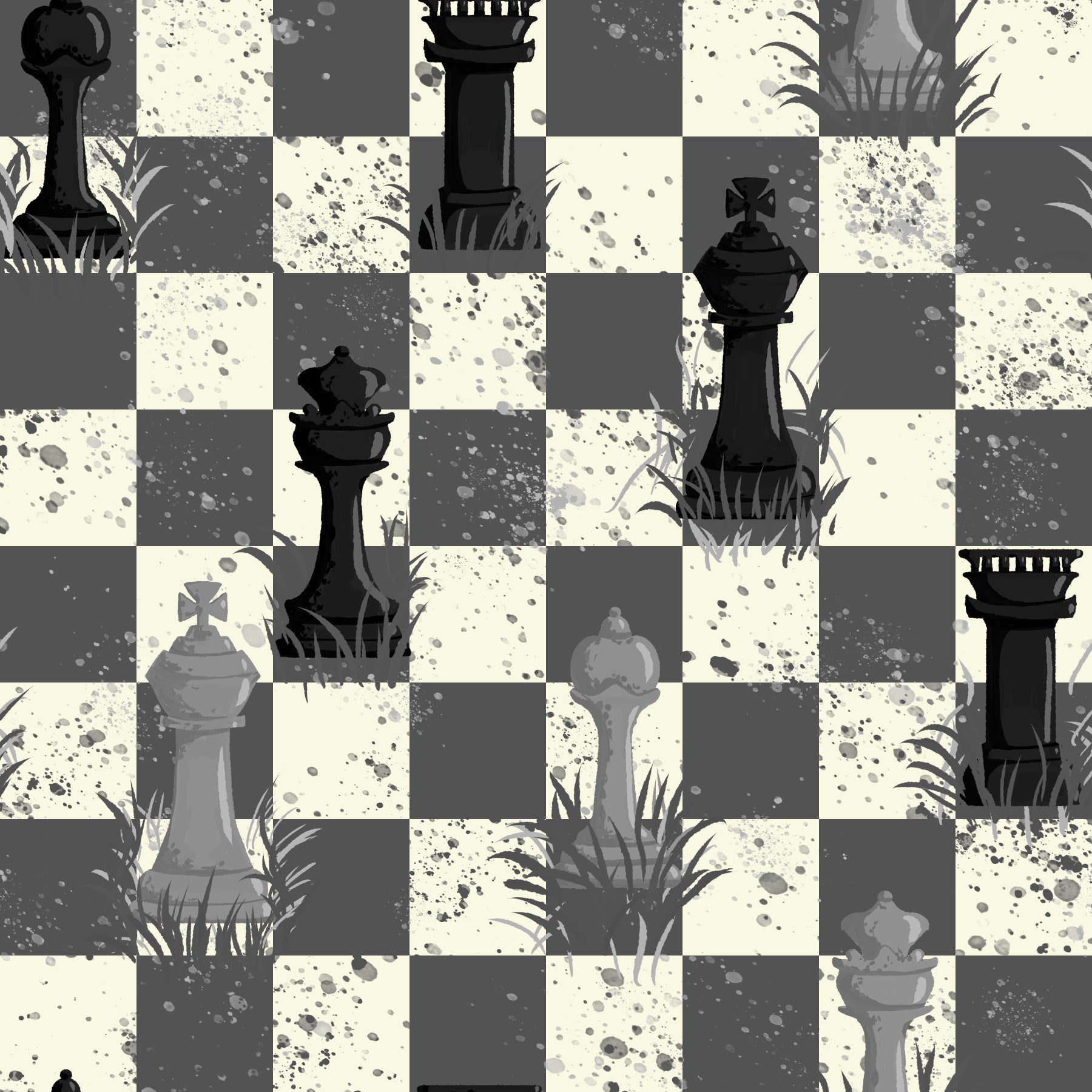 Outdoor Chess - Grayscale / Black and White Wallpaper⁠