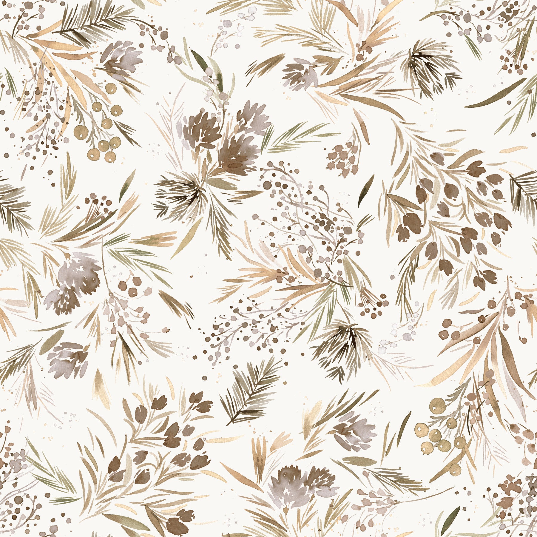 Festive Floral Minimal Plants Gold Wallpaper⁠ in your room — zoomed