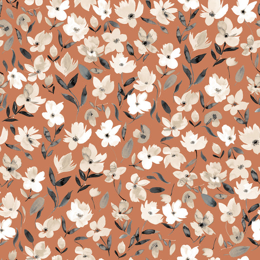Fresh Flowers Terracotta Rustic  Copper Wallpaper⁠