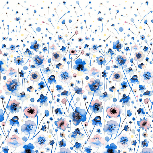 Ink Blue Flowers Ombre Scandinavian Wallpaper⁠