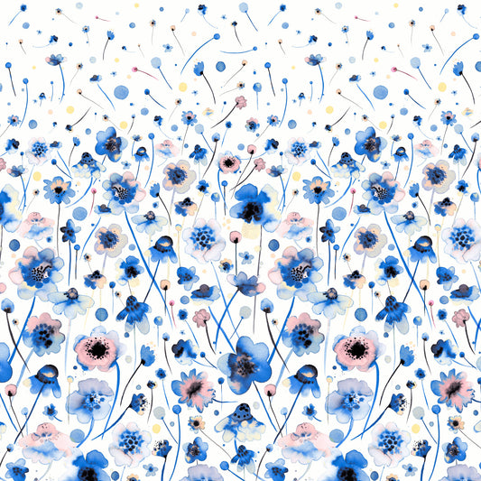 Ink Blue Flowers Ombre Scandinavian Wallpaper⁠