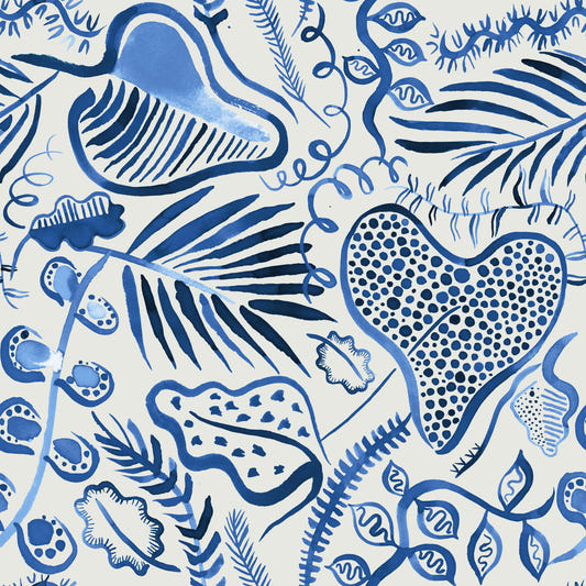 Jungle Tropical Forest Leaves Blue Wallpaper⁠