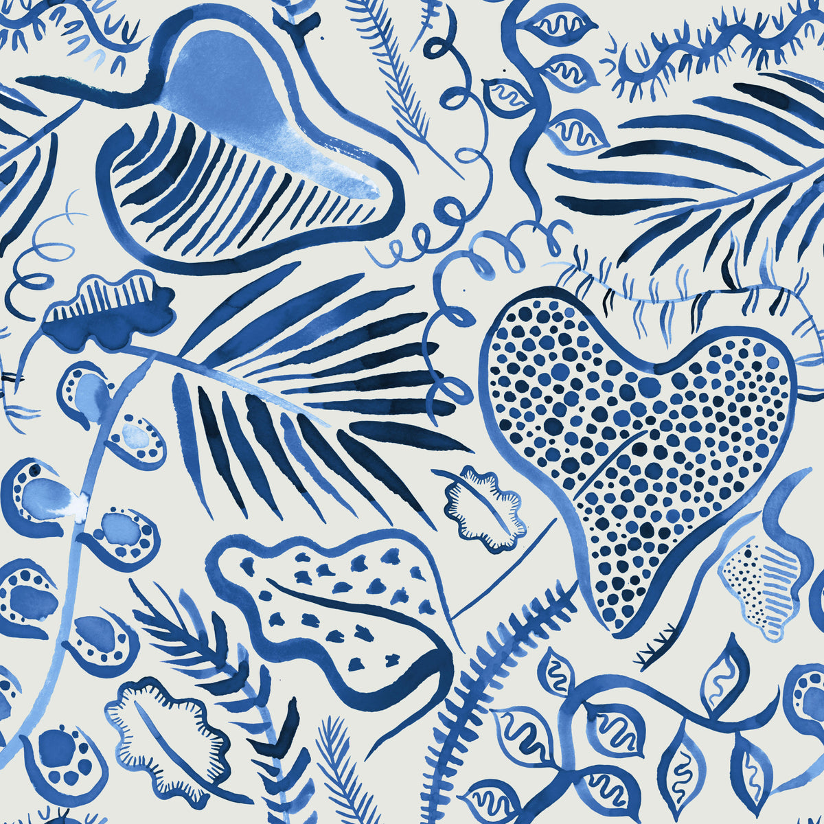 Jungle Tropical Forest Leaves Blue Wallpaper⁠ in your room — zoomed