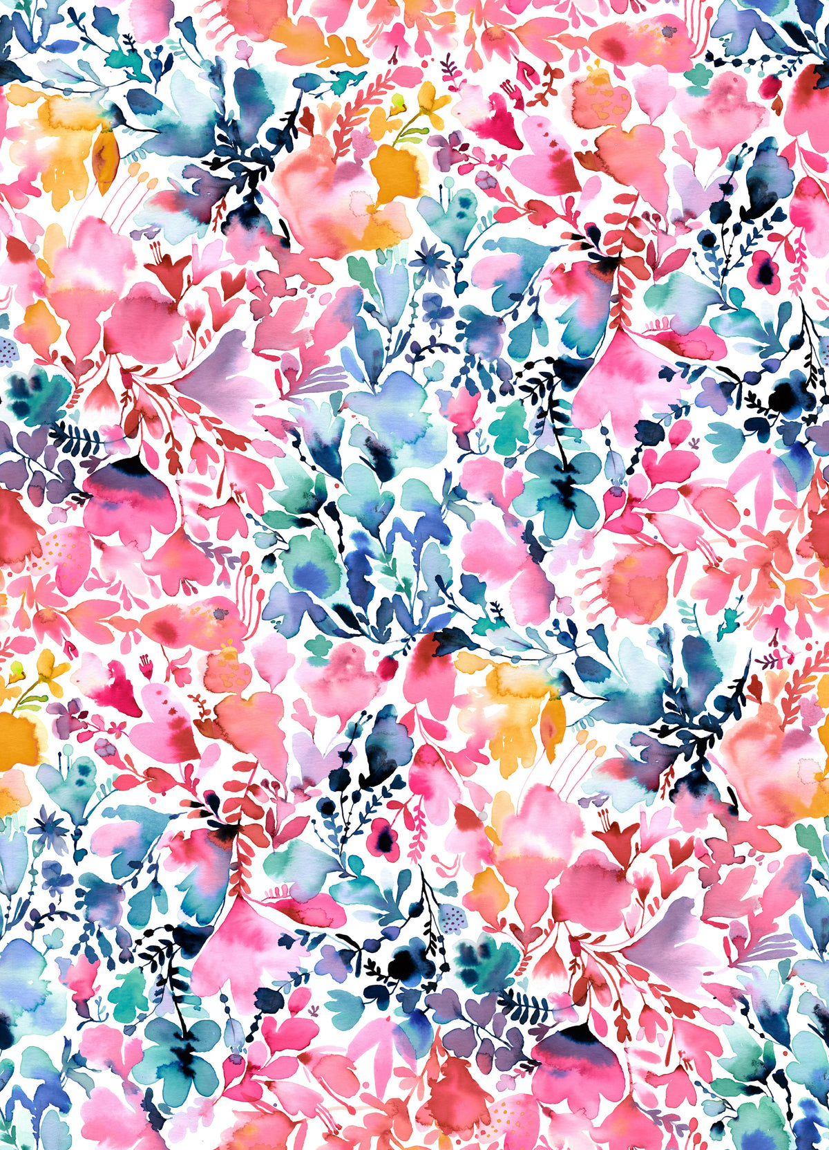 Watercolor Artistic Flowers Multicolored Wallpaper⁠ in your room — zoomed