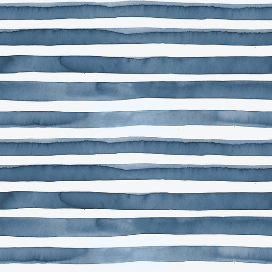 Marine Blue Watercolor Stripes Wallpaper⁠