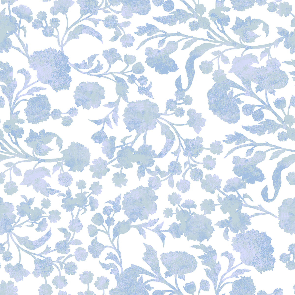 Serene Blue Blooms Wallpaper⁠ in your room — zoomed