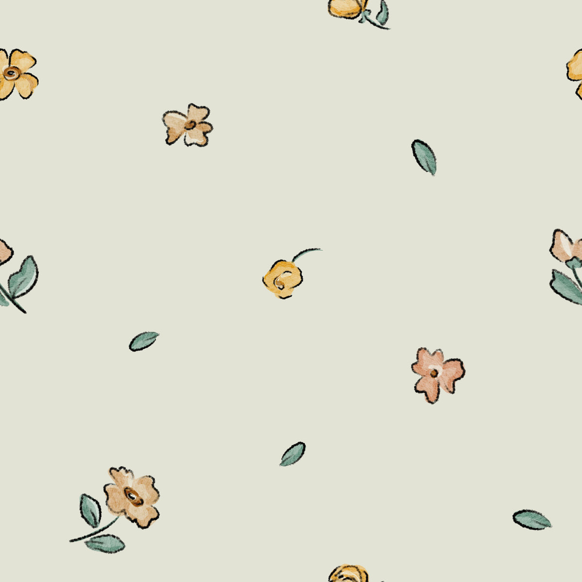 Delicate  watercolor florals Wallpaper⁠ in your room — zoomed
