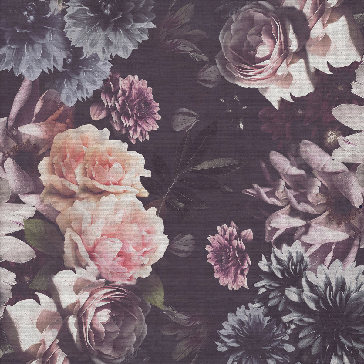 Retro Romantic Flowers Wall Mural