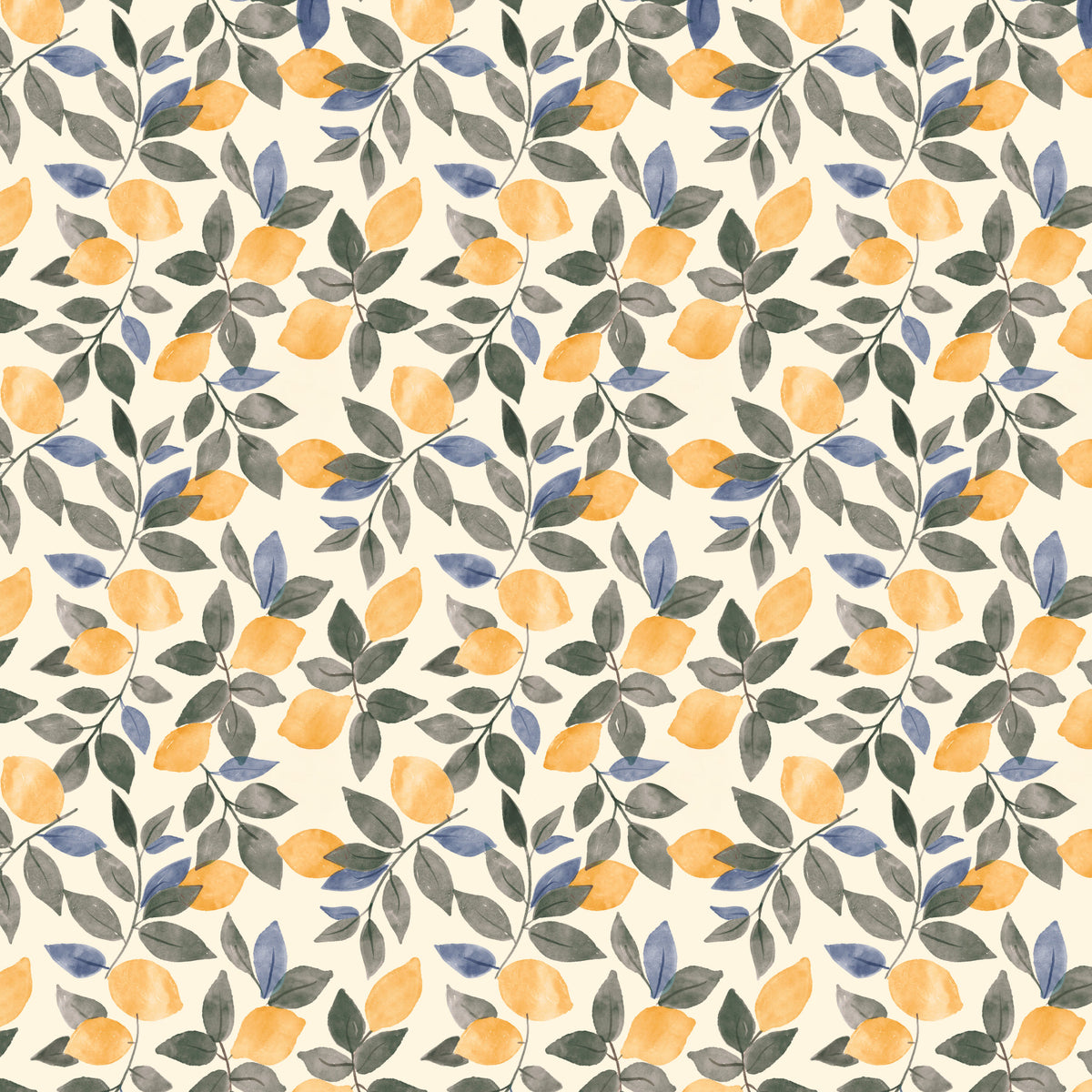 Vintage Lemons Light Theme Wall Mural in your room — zoomed