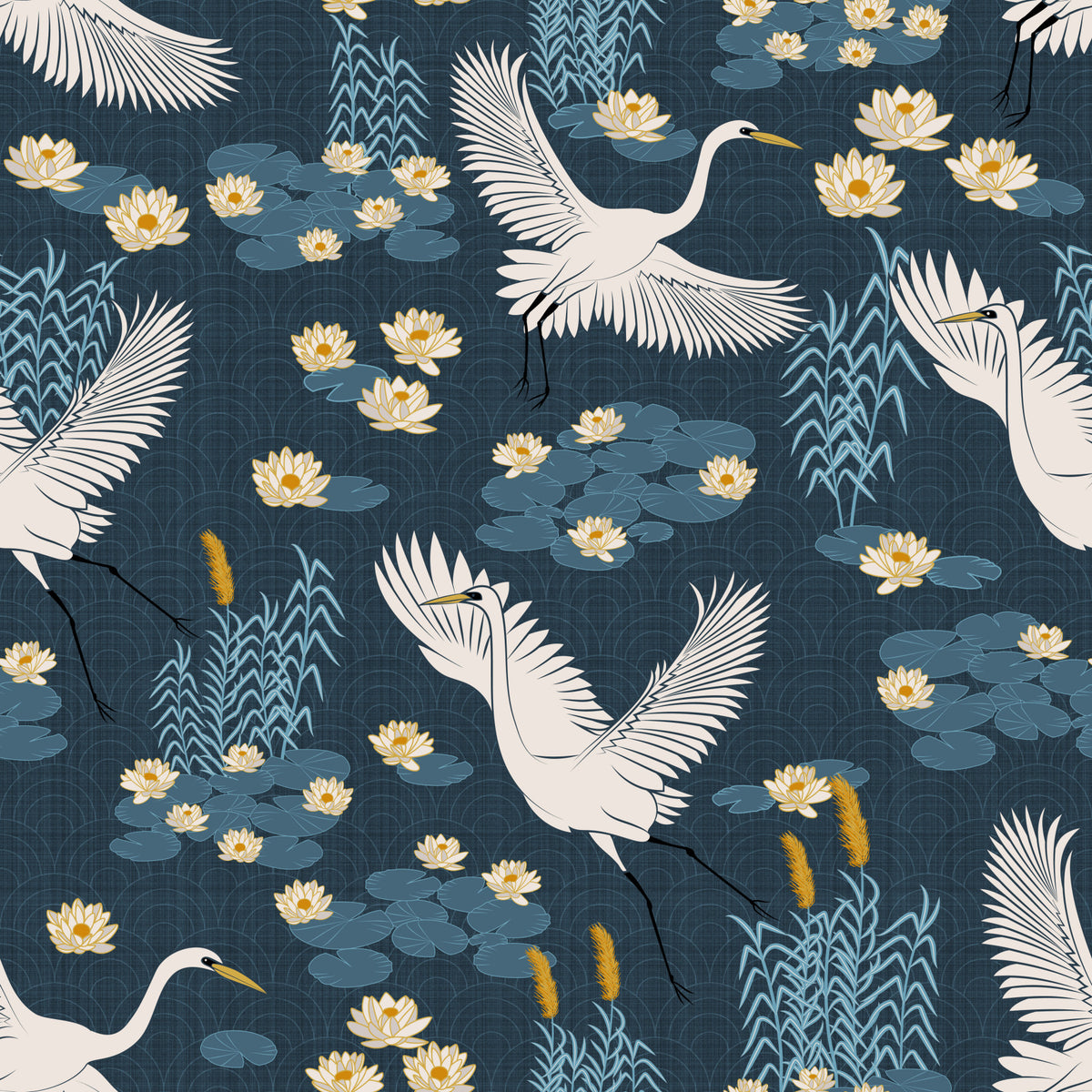 White Herons in the Lagoon -  Blue Wallpaper Wallpaper⁠