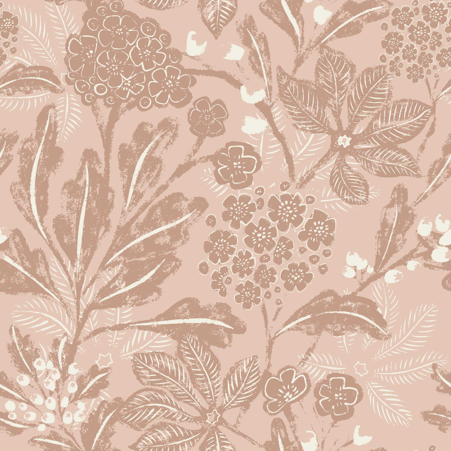 Textured Terracotta Blooms Wallpaper⁠