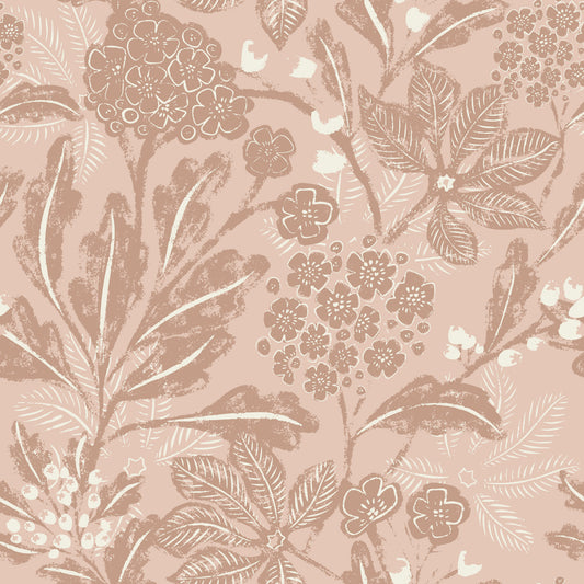 Textured Terracotta Blooms Wallpaper⁠