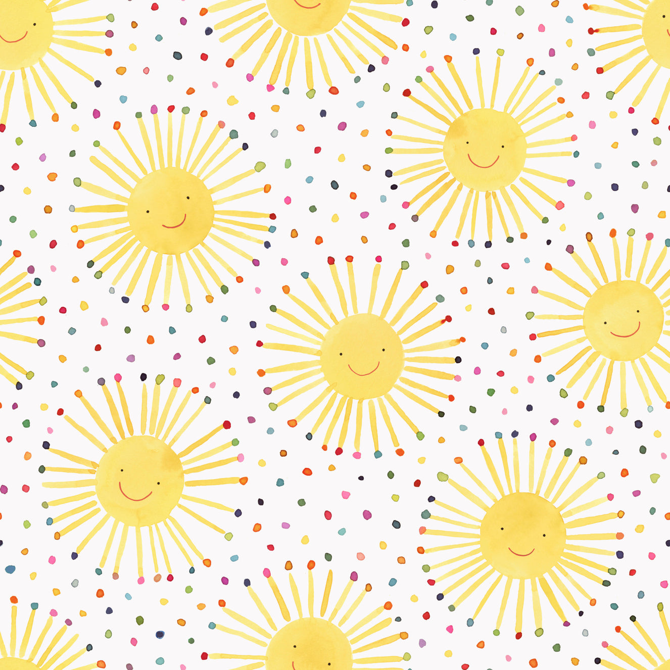 Cute Suns Smiley Scandinavian Nursery Wallpaper⁠